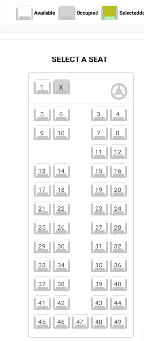 choosing seat during the online booking process
